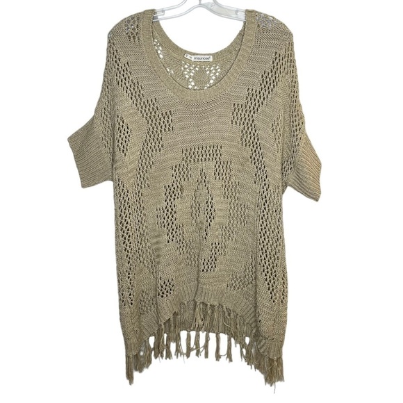 Maurices Sweaters - MAURICES Crochet Knit Tassel Sweater Top Boho Tan